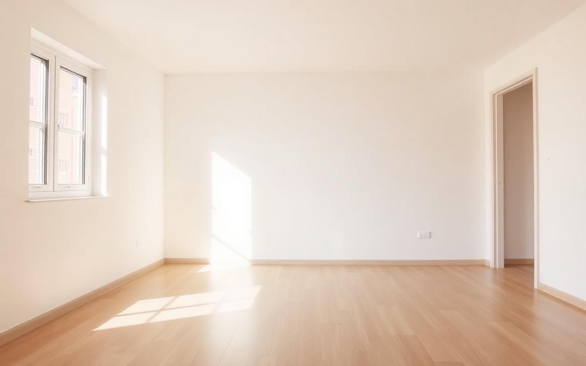 Leergeräumte, helle Wohnung mit sauberem Boden